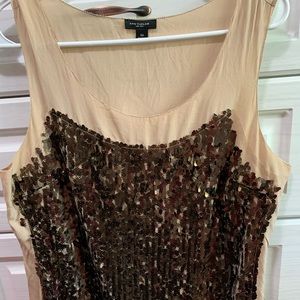 Banana republic tan sequin top size 10
